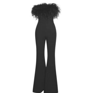Miss Circle Kylan Black Feather Jumpsuit